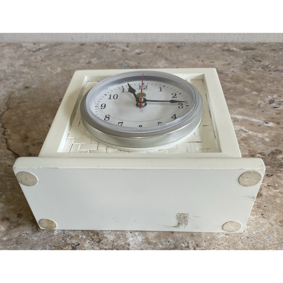 Vintage Ingraham Ivory Mantel Desk Clock 6"x5" Art Deco Style WORKS - Picture 8 of 8